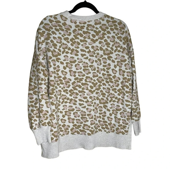 Aerie Women’s Fun Leopard Print Crew Neck Sweater Pink Beige Size Medium - Picture 8 of 8
